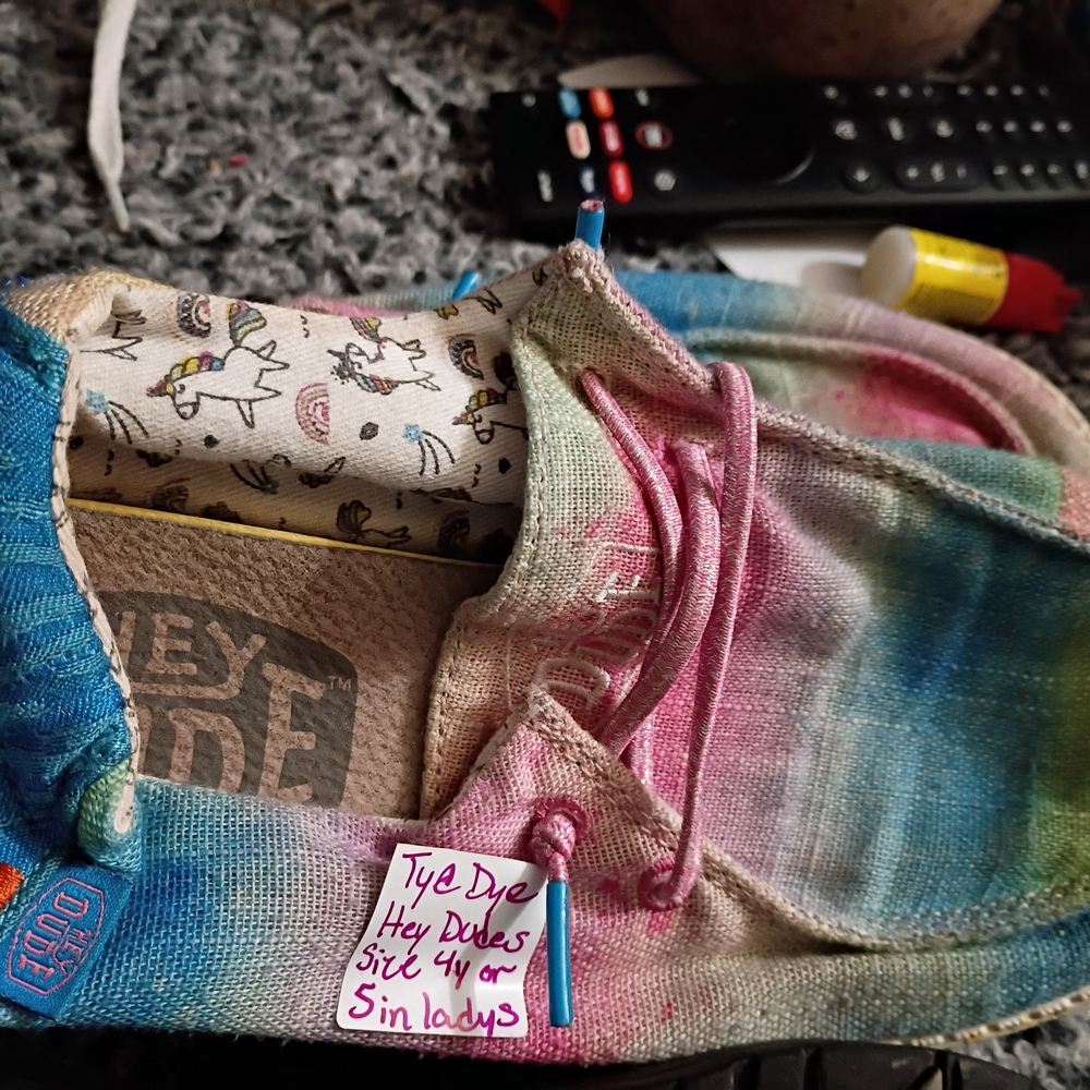 Hey Dude Tie Dye Shoes with Unicorn Prints And I Have Lots More Size 5 To 7.5